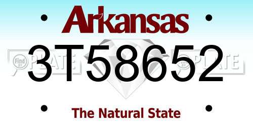 3T58652 Arkansas License Plate