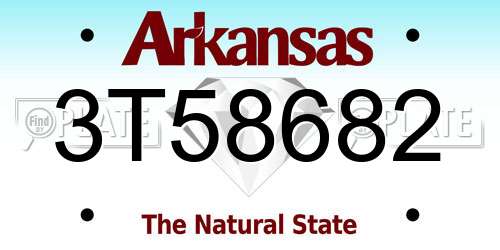 3T58682 Arkansas License Plate