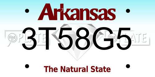 3T58G5 Arkansas License Plate