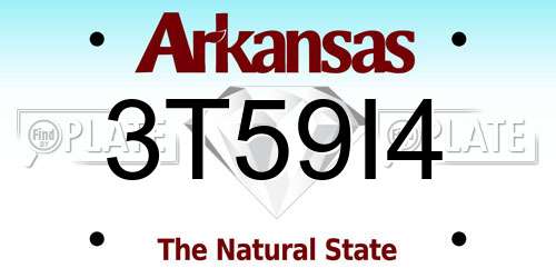 3T59I4 Arkansas License Plate