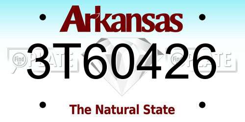 3T60426 Arkansas License Plate