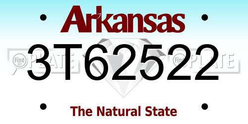 3T62522 Arkansas License Plate