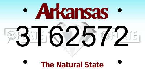 3T62572 Arkansas License Plate