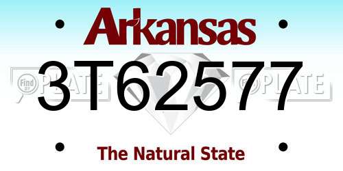 3T62577 Arkansas License Plate