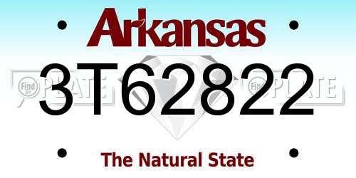 3T62822 Arkansas License Plate