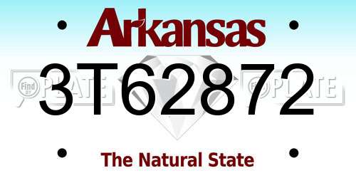 3T62872 Arkansas License Plate