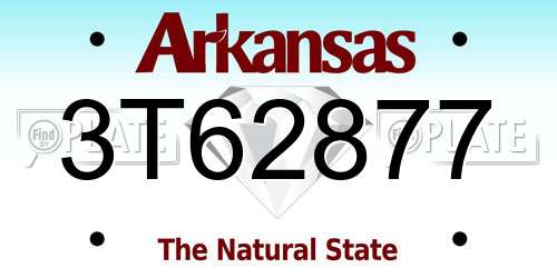 3T62877 Arkansas License Plate
