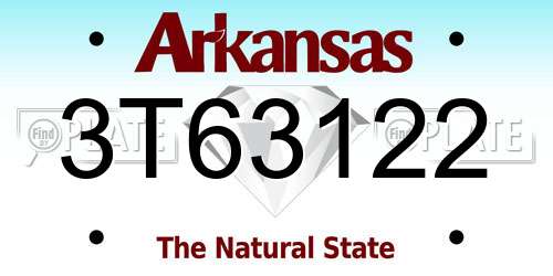 3T63122 Arkansas License Plate