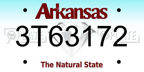 3T63172 Arkansas License Plate