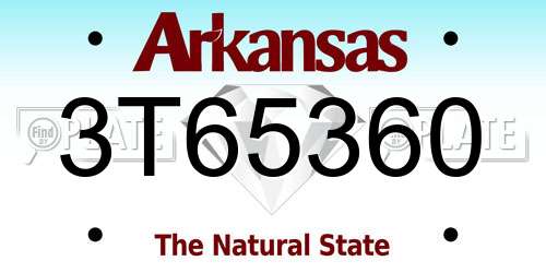 3T65360 Arkansas License Plate