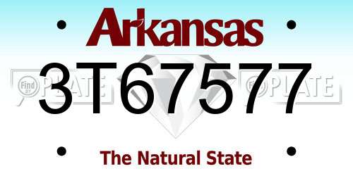 3T67577 Arkansas License Plate