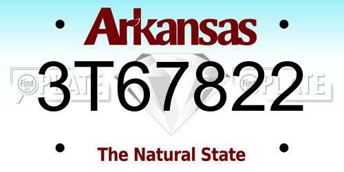 3T67822 Arkansas License Plate