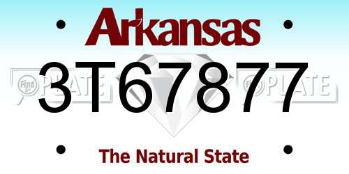 3T67877 Arkansas License Plate