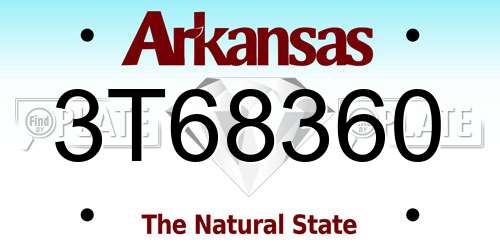 3T68360 Arkansas License Plate
