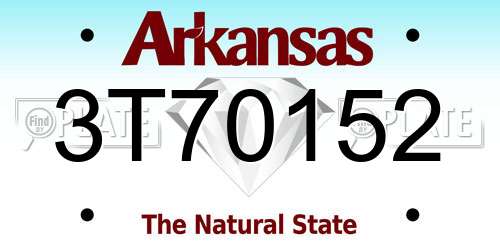 3T70152 Arkansas License Plate
