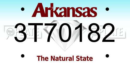 3T70182 Arkansas License Plate