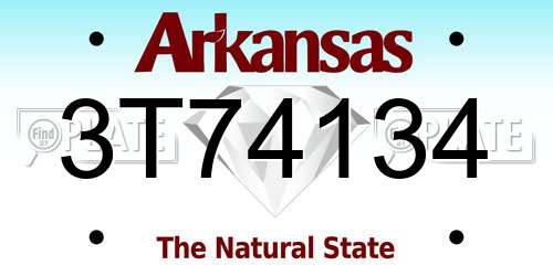 3T74134 Arkansas License Plate
