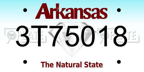 3T75018 Arkansas License Plate