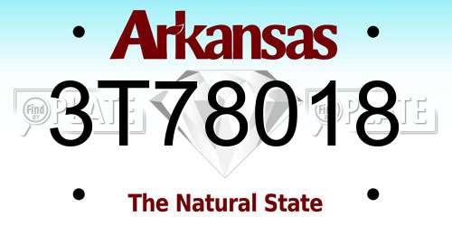 3T78018 Arkansas License Plate