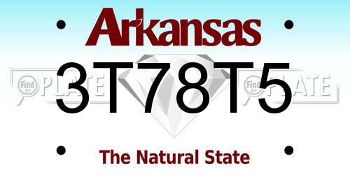 3T78T5 Arkansas License Plate