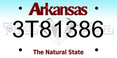3T81386 Arkansas License Plate
