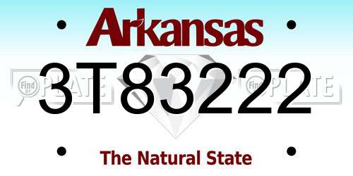 3T83222 Arkansas License Plate