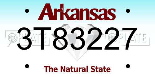 3T83227 Arkansas License Plate
