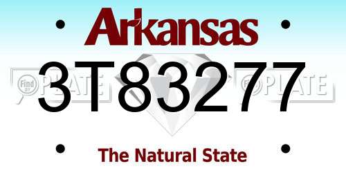 3T83277 Arkansas License Plate
