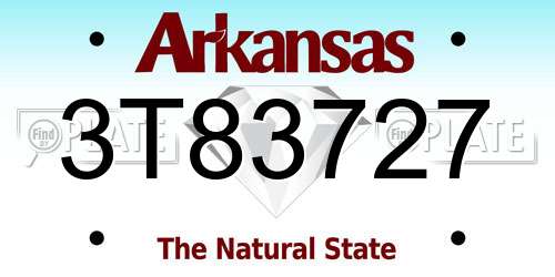 3T83727 Arkansas License Plate