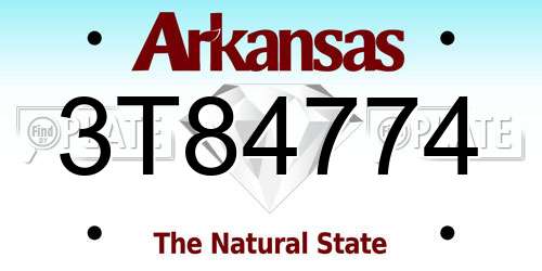 3T84774 Arkansas License Plate