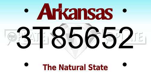 3T85652 Arkansas License Plate