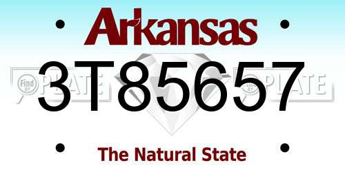 3T85657 Arkansas License Plate