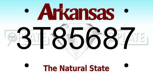 3T85687 Arkansas License Plate