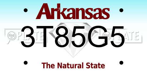 3T85G5 Arkansas License Plate