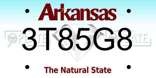 3T85G8 Arkansas License Plate