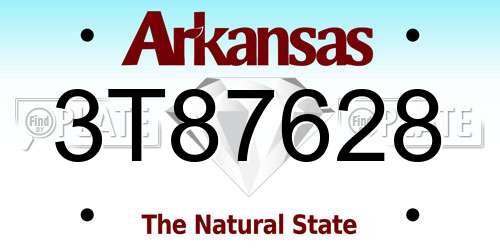 3T87628 Arkansas License Plate
