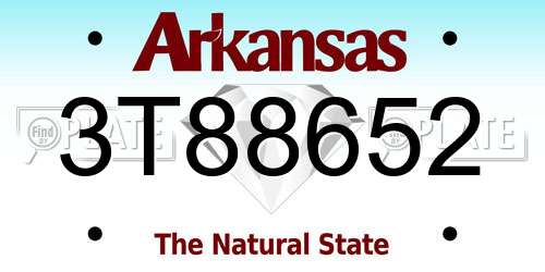 3T88652 Arkansas License Plate
