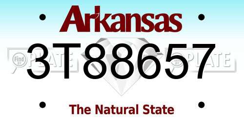 3T88657 Arkansas License Plate