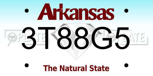 3T88G5 Arkansas License Plate