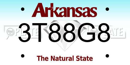 3T88G8 Arkansas License Plate