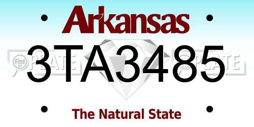 3TA3485 Arkansas License Plate