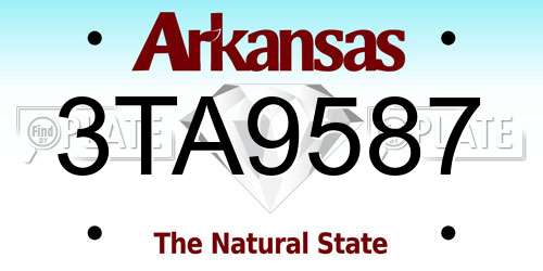 3TA9587 Arkansas License Plate