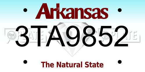 3TA9852 Arkansas License Plate