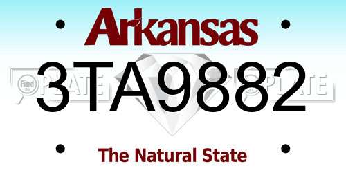 3TA9882 Arkansas License Plate