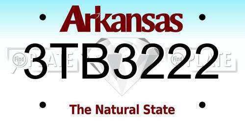 3TB3222 Arkansas License Plate