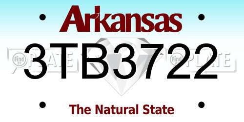 3TB3722 Arkansas License Plate