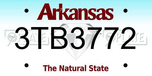 3TB3772 Arkansas License Plate