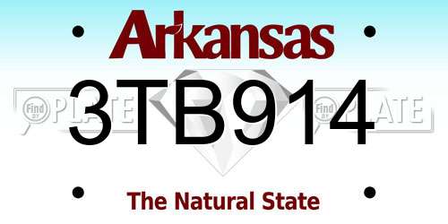 3TB914 Arkansas License Plate