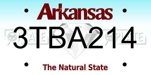 3TBA214 Arkansas License Plate