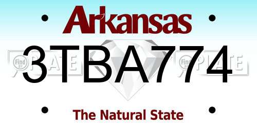 3TBA774 Arkansas License Plate